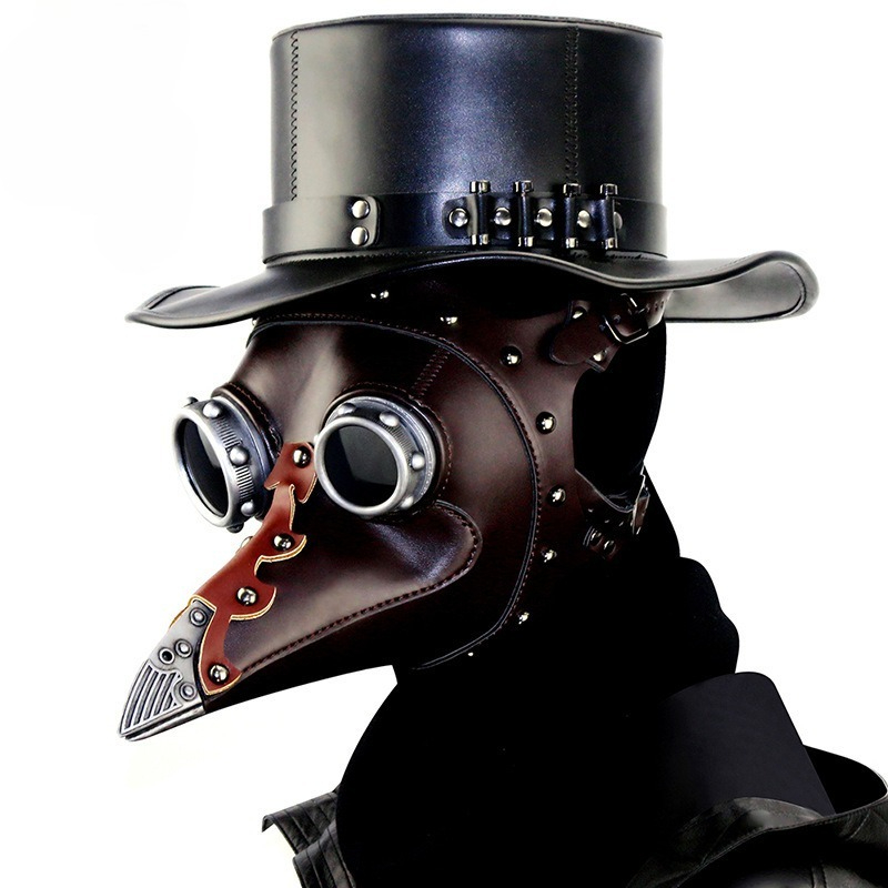 PU Leather Plague Doctor Mask  - Disposable Surgical Mask ulasan dan harga