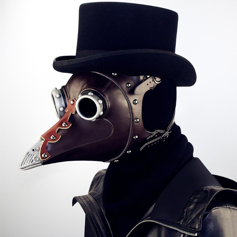 PU Leather Plague Doctor Mask  - Disposable Surgical Mask ulasan dan harga