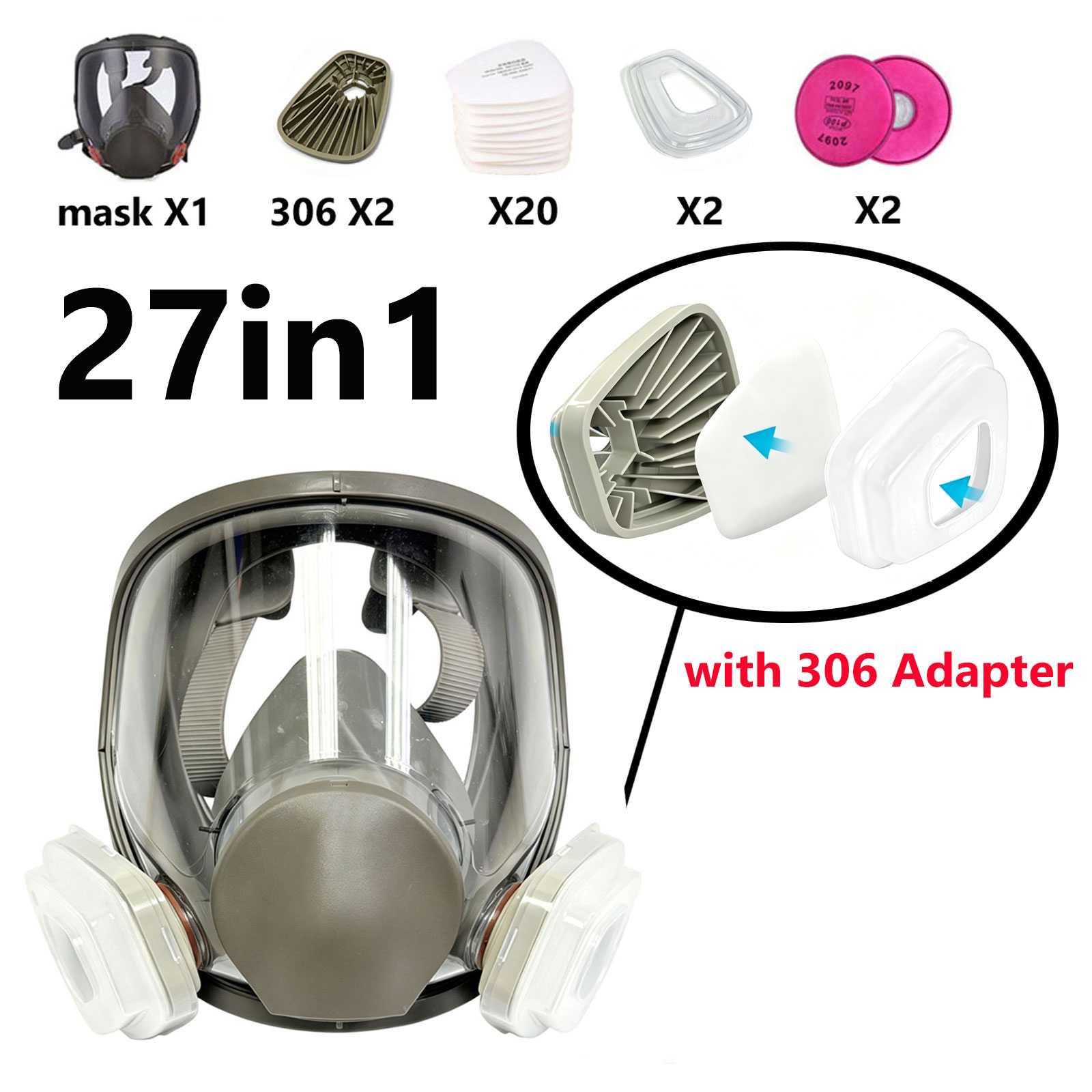 6800 Full Face Respirator with - Dust Mask Construction ulasan dan harga